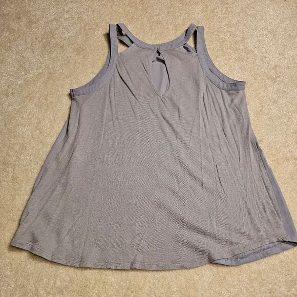 Express Chiffon Front Smocked Goddess Neck Tank Top Grey Silver Medium - Picture 8 of 11